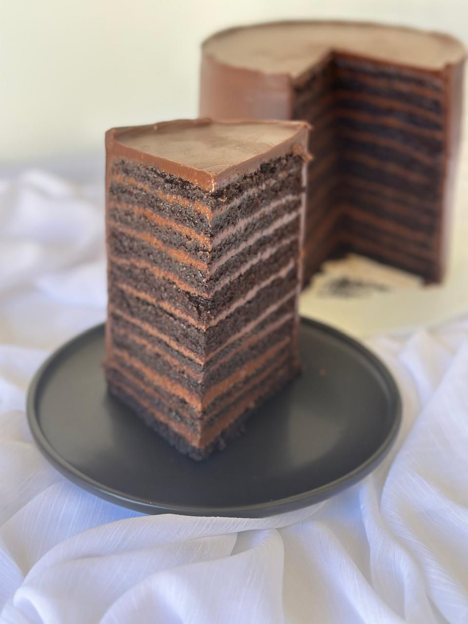 Chocolate Fudge, Sliced — a custom cake by Sky Cakes
