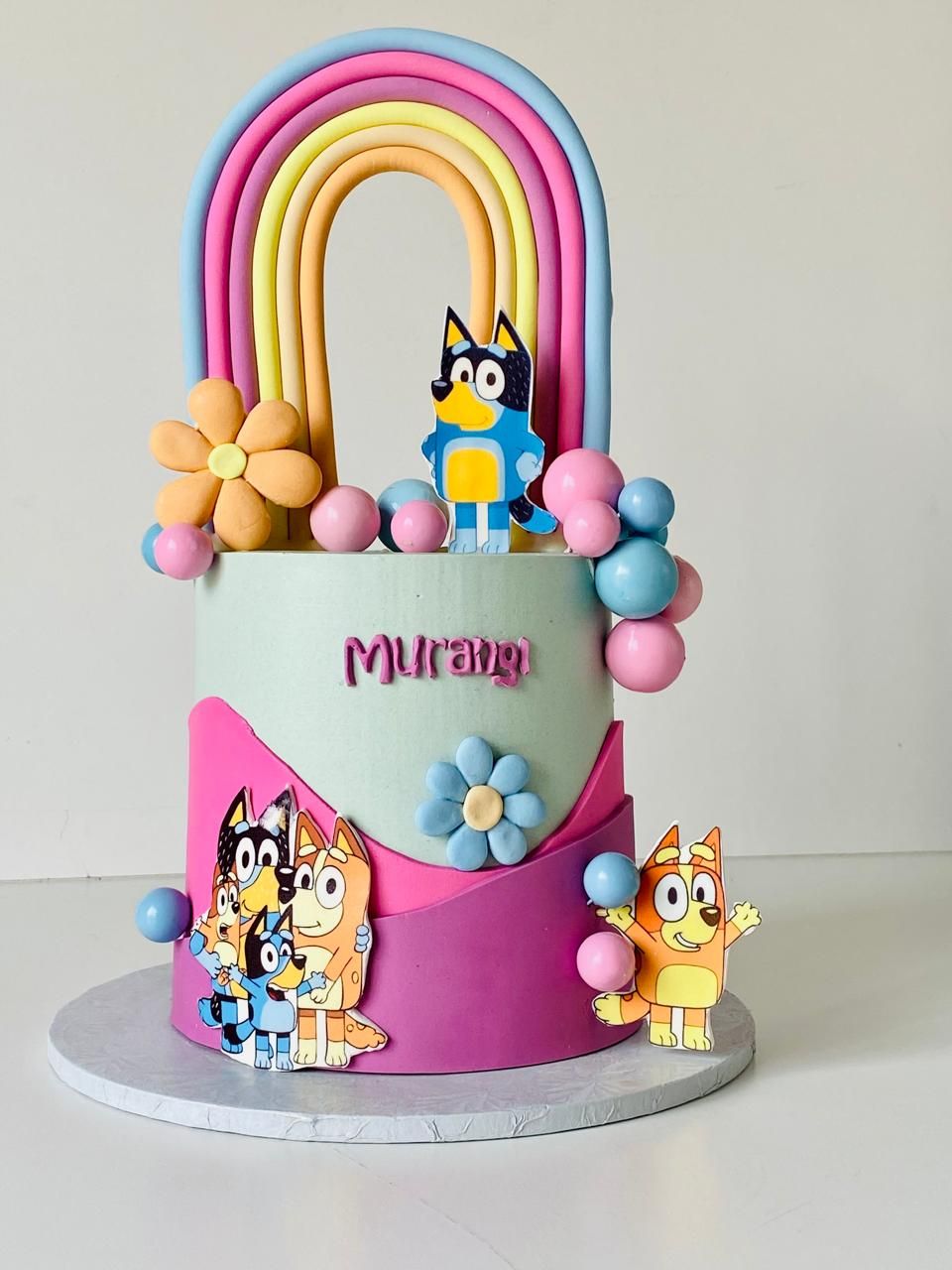 Bluey Rainbow Two-Tone — a custom cake by Sky Cakes